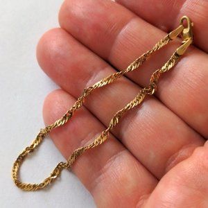 Solid 10K gold woven bracelet, 7” long, yellow, Italy